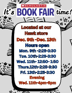 Book fair 12/9/24 -12/13/24